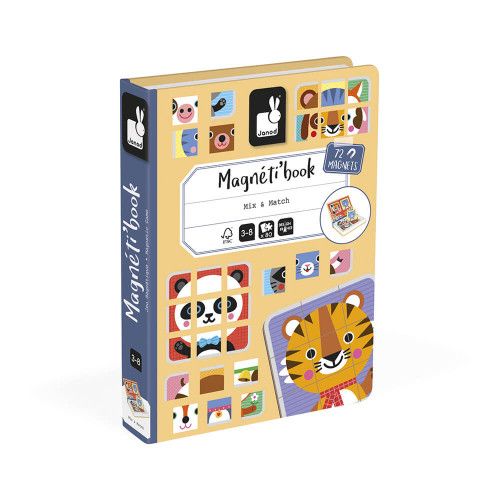 Magnéti'book Mix & Match Animaux, magnétique, 72 magnets, aimants, éducatif, éveil pour enfant dès 3 ans JANOD
