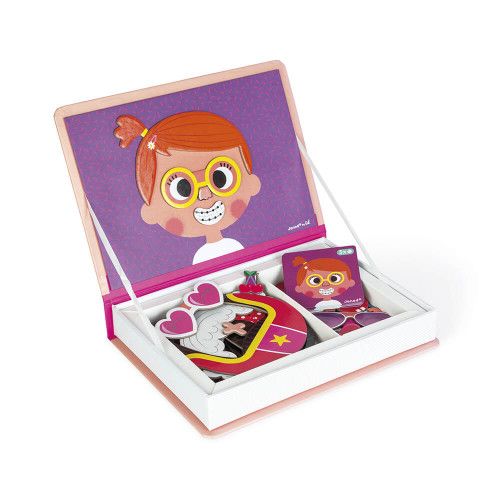Magnetico gioco educativo 55 PEZZI-Janod-Girl 's Crazy FACCE magneti'book 