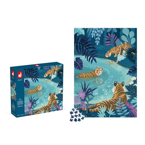 Puzzle tigres au clair de lune 1000 pièces en carton FSC made in Europe pour adulte et enfant Janod