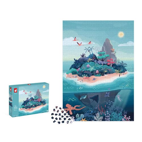 Puzzle L'Île Mysterieuse 2000 pièces en carton FSC made in Europe pour adulte et enfant Janod