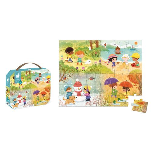 Puzzle Les Saisons 36 pièces en carton FSC et encres végétales made in France pour enfant Janod