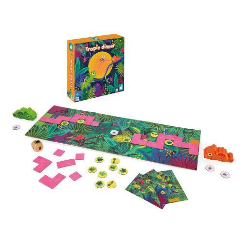 Jeu de société en carton FSC pour enfant dès 6 ans, thème jungle et caméléons, jeu de plateau pour 2 joueurs JANOD