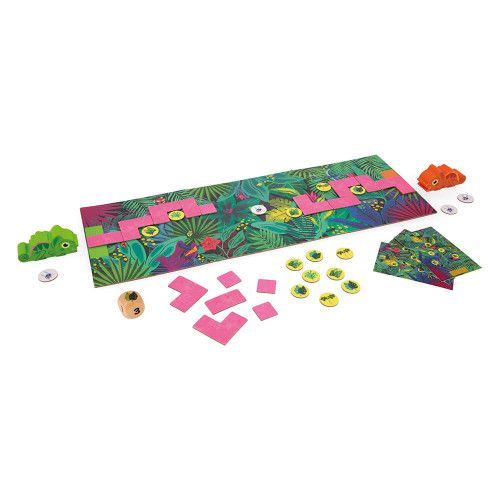 Jeu de société en carton FSC pour enfant dès 6 ans, thème jungle et caméléons, jeu de plateau pour 2 joueurs JANOD