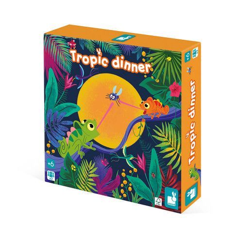 Jeu de société en carton FSC pour enfant dès 6 ans, thème jungle et caméléons, jeu de plateau pour 2 joueurs JANOD