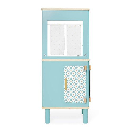 Cuisine trio en bois pour enfant dès 3 ans, beige et bleue, 5 accessoires, imitation, JANOD