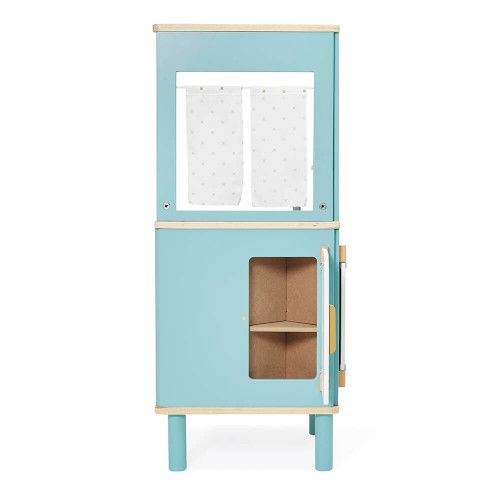 Cuisine trio en bois pour enfant dès 3 ans, beige et bleue, 5 accessoires, imitation, JANOD