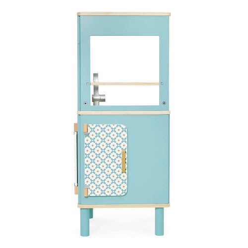 Cuisine trio en bois pour enfant dès 3 ans, beige et bleue, 5 accessoires, imitation, JANOD