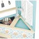 Cuisine trio en bois pour enfant dès 3 ans, beige et bleue, 5 accessoires, imitation, JANOD