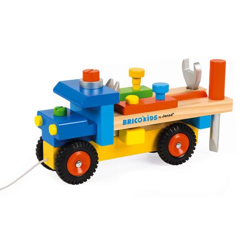 Camion de bricolage en bois, véhicule, jouet à promener, à tirer, outils, éveil motricité pour enfant à partir de 2 ans JANOD
