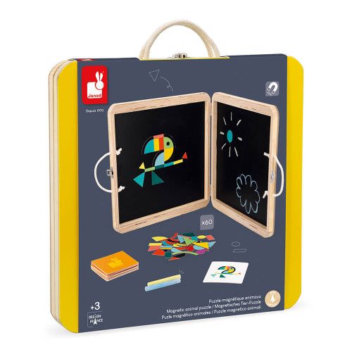 Puzzle magnétique animaux pour enfant dès 3 ans, 82 accessoires, mallette aimantée, JANOD