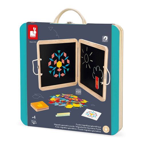 Puzzle magnétique géométrique pour enfant dès 3 ans, 142 accessoires, mallette aimantée, JANOD