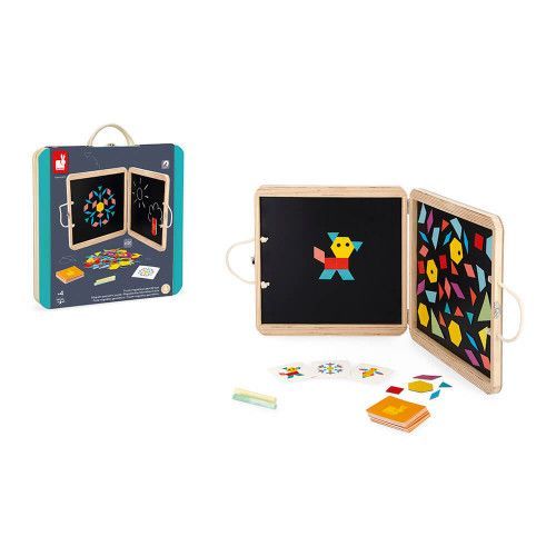 Puzzle magnétique géométrique pour enfant dès 3 ans, 142 accessoires, mallette aimantée, JANOD