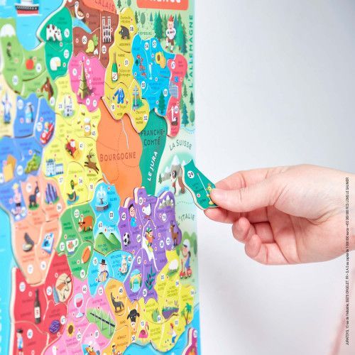 Puzzle France Magnétique en bois 93 magnets - Nouvelles régions 2016 carte géographie enfant à partir de 7 ans