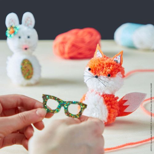 Les ateliers déco - pompons 2 petits animaux - kit loisir créatif