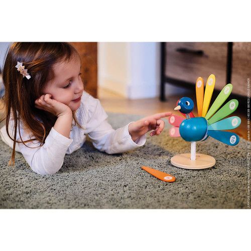 Janod I'M LEARNING HOW TO COUNT PEACOCK Wooden Educational Activity Toy 2 yrs+ 