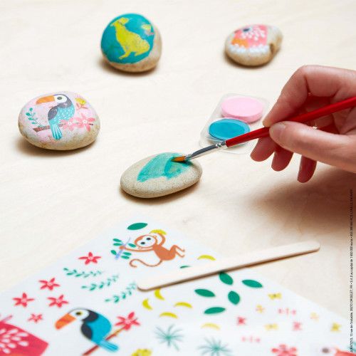 Kit Créatif Galets à Décorer, loisir créatif, pierres, peinture et stickers, pour enfant dès 6 ans JANOD