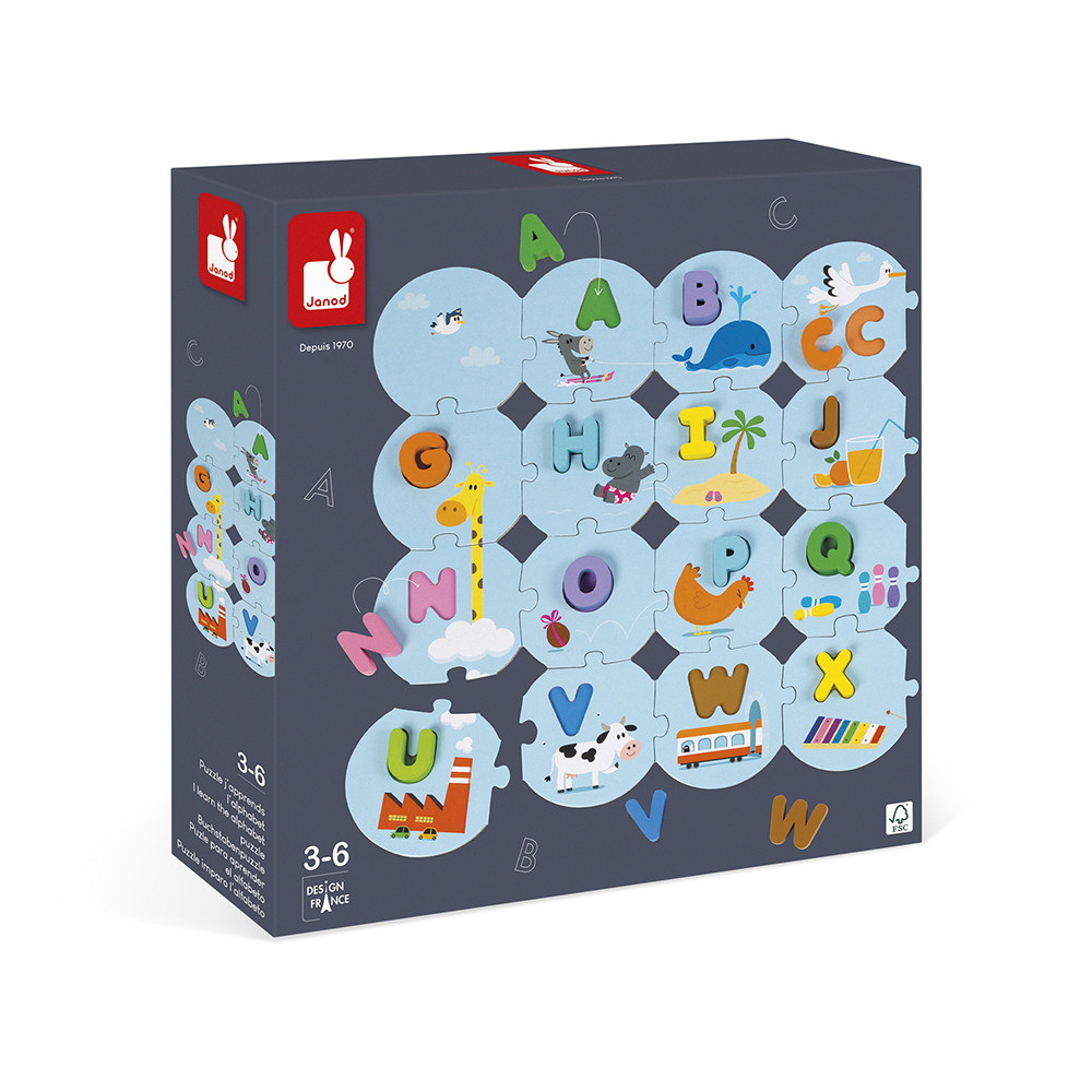 I Learn The Alphabet Puzzle French Version In French Only Figures Letters Educational Games Janod J02707