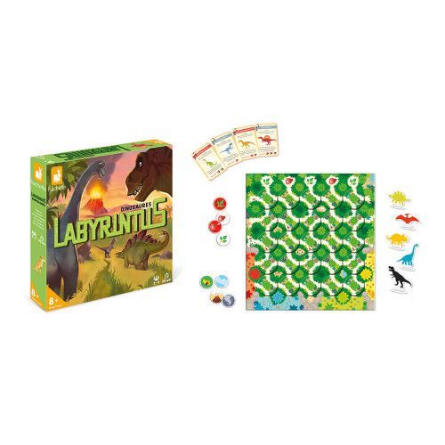 Labyrinthe Dinosaures, jeu de stratégie pour enfant dès 8 ans, thème dinosaures, jeu de société éducatif Hachette JANOD