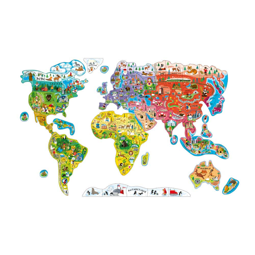 Puzzle magnétique carte du monde pour enfants, jouets d