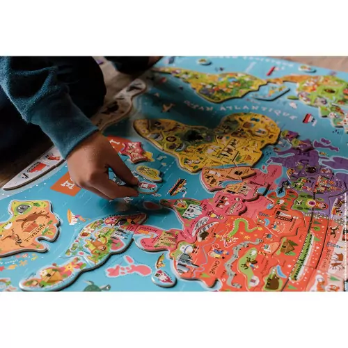 Puzzle carte du monde magnétique - Planisphère aimanté enfant - Janod