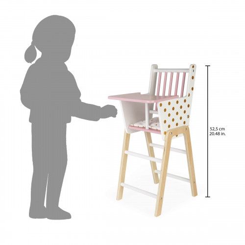 Chaise Haute Candy Chic en bois pour poupon rose blanc enfant à partir de 3 ans