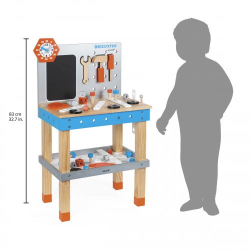 Etabli magnétique géant Brico'Kids réglable en bois 40 accessoires bricolage enfant à partir de 3 ans