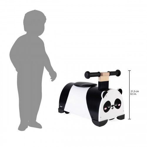 Porteur multidirectionnel Panda en bois, trotteur, éveil motricité bébé, équilibre, noir et blanc, pour enfant dès 12 mois JANOD