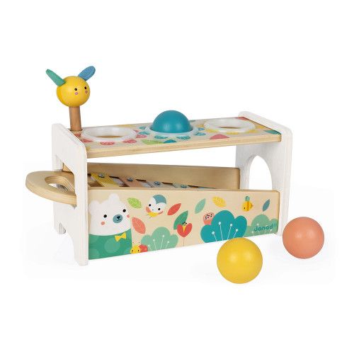 Tap Tap Xylo Pure en bois, banc à marteler, xylophone, éveil musical sonore, motricité enfant à partir de 12 mois JANOD