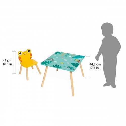 Table et chaises pour enfant dès 3 ans, mobilier en bois multicolor, animaux chambre enfant, Tropik de JANOD