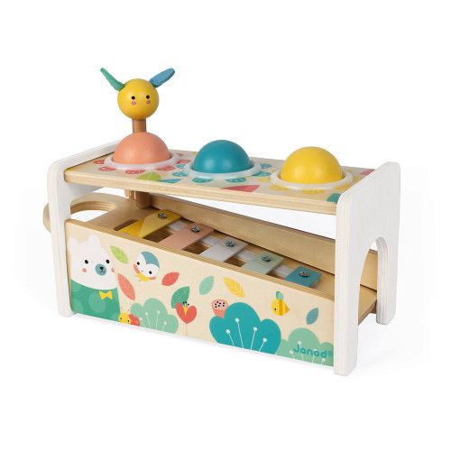 Tap Tap Xylo Pure en bois, banc à marteler, xylophone, éveil musical sonore, motricité enfant à partir de 12 mois JANOD