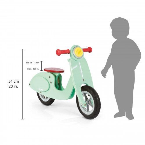 Draisienne Scooter Mint en bois, porteur trotteur vintage motricité enfant à partir de 2 ans JANOD