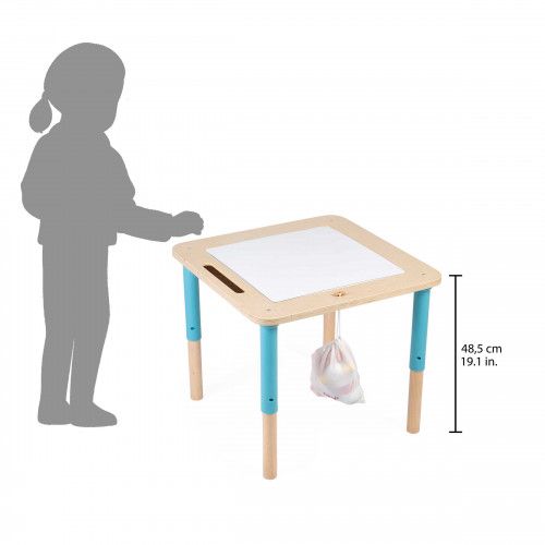 able d'activités évolutive en bois, plateau double face, jeux d'éveil, pieds réglables, pour enfant dès 18 mois JANOD