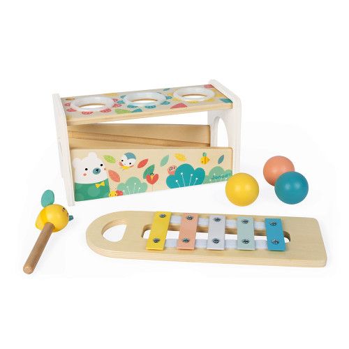 Tap Tap Xylo Pure en bois, banc à marteler, xylophone, éveil musical sonore, motricité enfant à partir de 12 mois JANOD