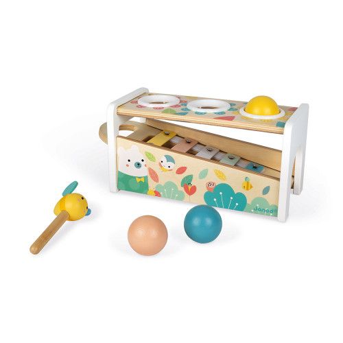 Tap Tap Xylo Pure en bois, banc à marteler, xylophone, éveil musical sonore, motricité enfant à partir de 12 mois JANOD