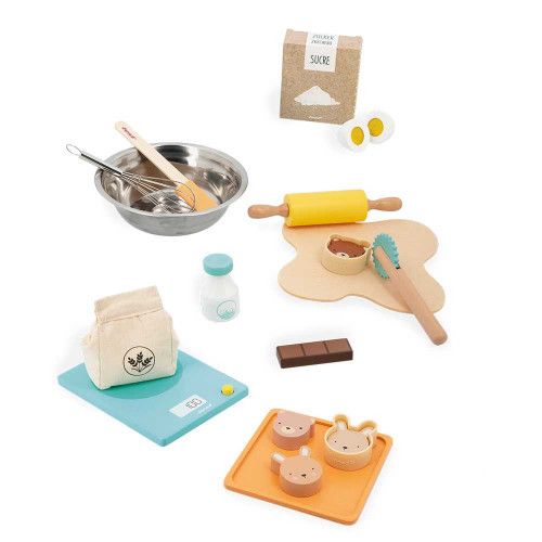 Accessoires imitation pâtisserie pour enfants dès 3 ans, en feutrine et métal et bois FSC, dinette cuisine JANOD