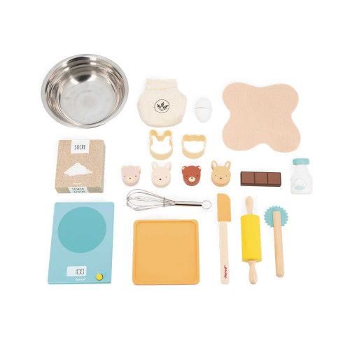 Accessoires imitation pâtisserie pour enfants dès 3 ans, en feutrine et métal et bois FSC, dinette cuisine JANOD