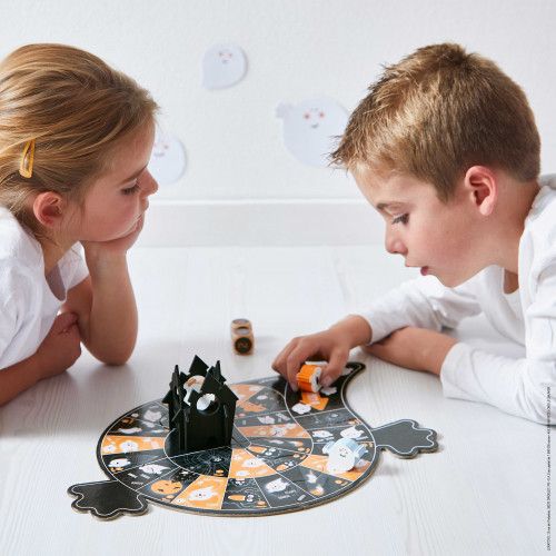 Jeu de société en bois et carton pour enfant dès 4 ans, jeu de plateau thème fantômes, de 2 à 4 joueurs JANOD