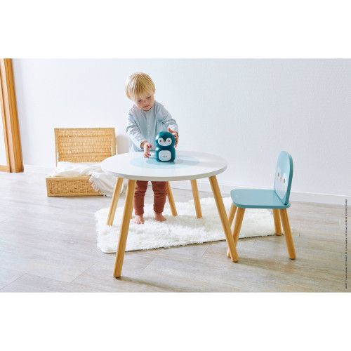 Table et 2 chaises Banquise en bois, meuble décoration, bureau chambre, dessin, animaux, pour enfant à partir de 3 ans JANOD