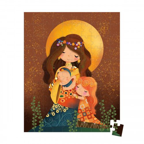 Puzzle enfant inspiré de Klimt, puzzle 100 pièces made in France, puzzle carton FSC, pour enfant dès 6 ans JANOD