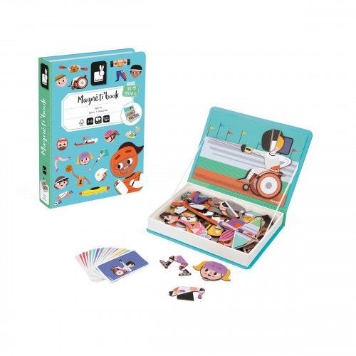 Magnéti'book JANOD, coffret aimanté sur le thème Sports avec 48 magnets, jeu magnétique éducatif pour enfant à partir de 3 ans