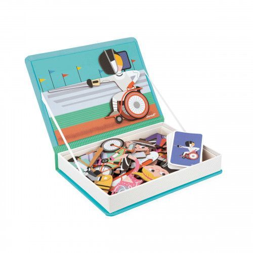Magnéti'book JANOD, coffret aimanté sur le thème Sports avec 48 magnets, jeu magnétique éducatif pour enfant à partir de 3 ans