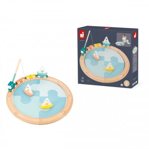 Circuit de rails en bois, train magnétique, petits bateaux, jeu construction pour enfant à partir de 2 ans Bolid JANOD
