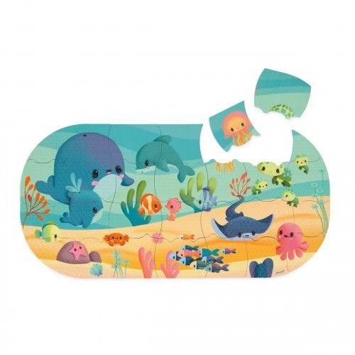 Puzzle bébé, puzzle pour le bain, 28 pièces animaux et sac de rangement, jouet de bain pour enfant à partir de 3 ans JANOD