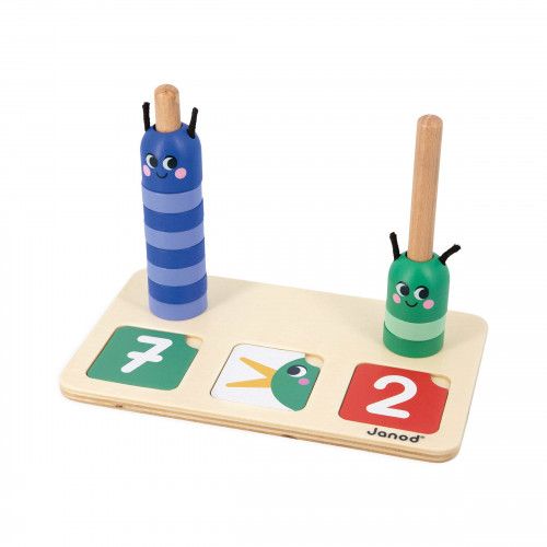 Jeu éducatif en bois, apprendre à compter, chenille, jeu pédagogique maternelle pour enfant dès 3 ans JANOD