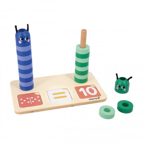 Jeu éducatif en bois, apprendre à compter, chenille, jeu pédagogique maternelle pour enfant dès 3 ans JANOD