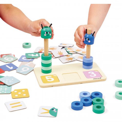 Jeu éducatif en bois, apprendre à compter, chenille, jeu pédagogique maternelle pour enfant dès 3 ans JANOD