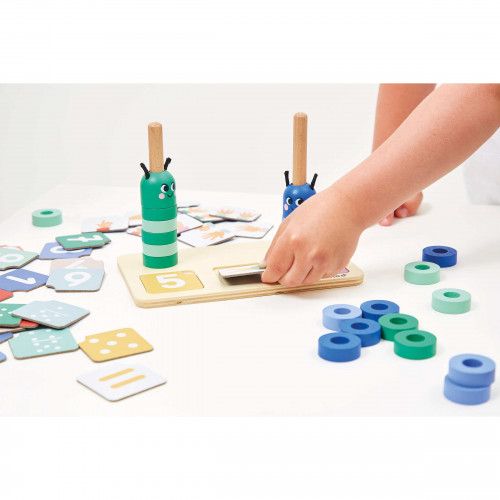 Jeu éducatif en bois, apprendre à compter, chenille, jeu pédagogique maternelle pour enfant dès 3 ans JANOD