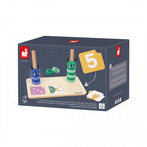 Jeu éducatif en bois, apprendre à compter, chenille, jeu pédagogique maternelle pour enfant dès 3 ans JANOD