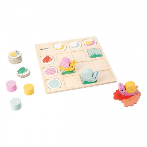 Jeu éducatif en bois, tableau à double entrée, escargots, jeu pédagogique maternelle pour enfant dès 4 ans JANOD