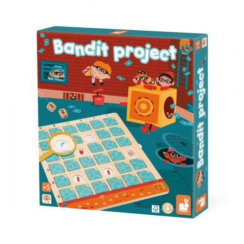 Jeu éducatif en bois, jeu de société, jeu du bandit, tableau à double entrée et logique, pour enfant dès 5 ans JANOD